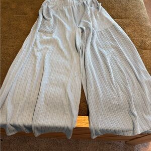 BUCKETLIST Light Blue Wide Leg Ribbed Pants